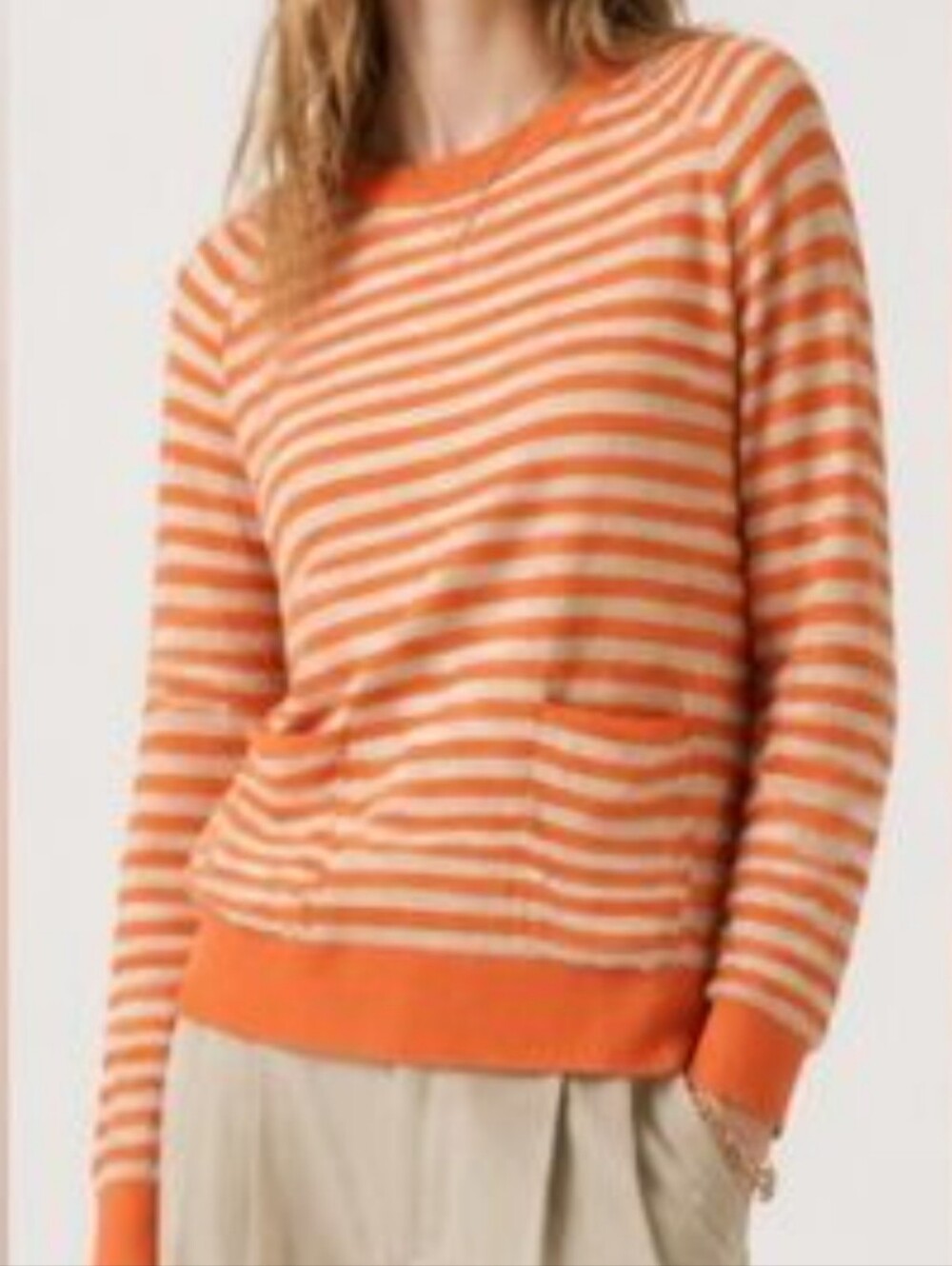 Charlie & Robin Anthropologie Orange & Gray Stripe Open Back Long Sleeve Sweater